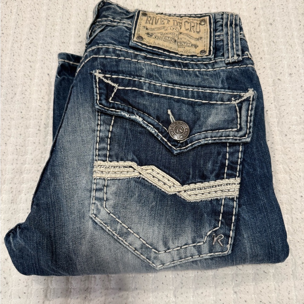 River of Cru Men's Straight Jeans - Blue